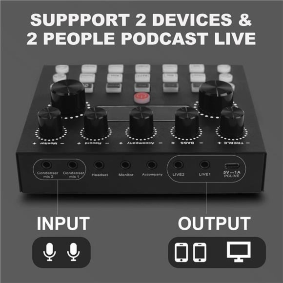Podcast Equipment Bundle,Audio Interface with All-In-One DJ Mixer and Studio - Picture 6 of 6